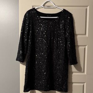 Chic Black Sequin Long Sleeve Dress